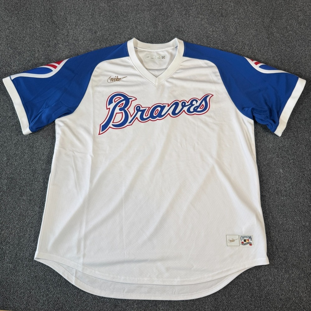 Atlanta Braves Nike Cooperstown Collection Men's Size XL White Jersey Blank NEW